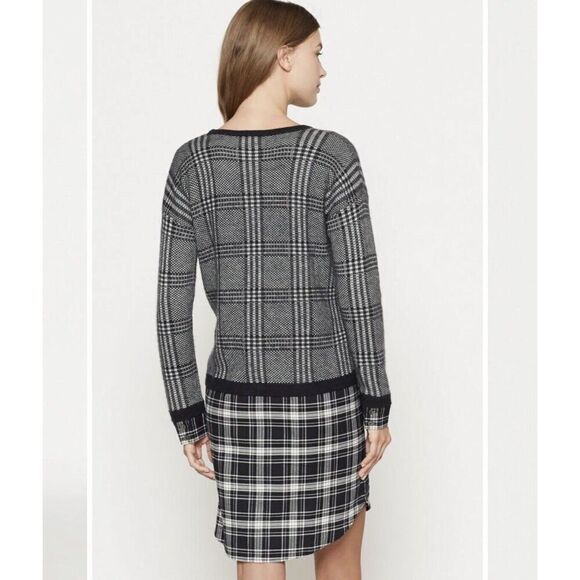 Soft Joie Dinay Sweater Dress Womens Small Long Sleeve Layered Mixed Plaid Black - Picture 2 of 7
